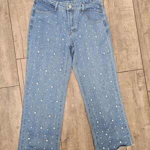 Women's Jeans with Pearls Large